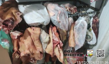 Polícia e IMA interditam açougue de supermercado em Teixeiras por venda de carnes impróprias