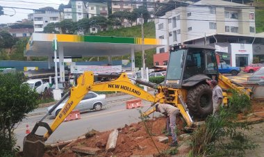 Prefeitura inicia construção de baia de ônibus na avenida Castello Branco
